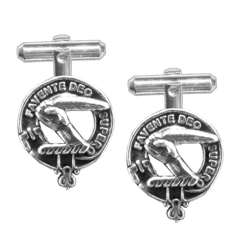 Sterling Silver and Karat Gold Mitchell Clan Crest Scottish Cufflinks; Pewter
