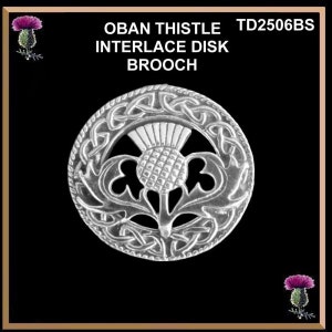 Oban Scottish Thistle Interlace Brooch - Sterling Silver