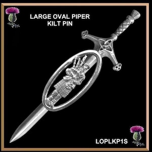 Large Oval Piper Kilt Pin Scottish Highland Pin