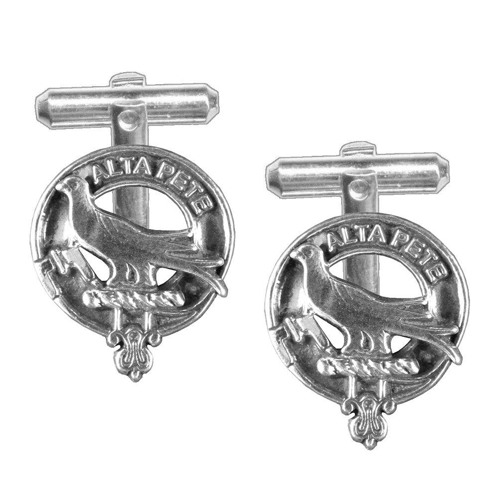 Glen Clan Crest Scottish Cufflinks; Pewter, Sterling Silver and Karat Gold