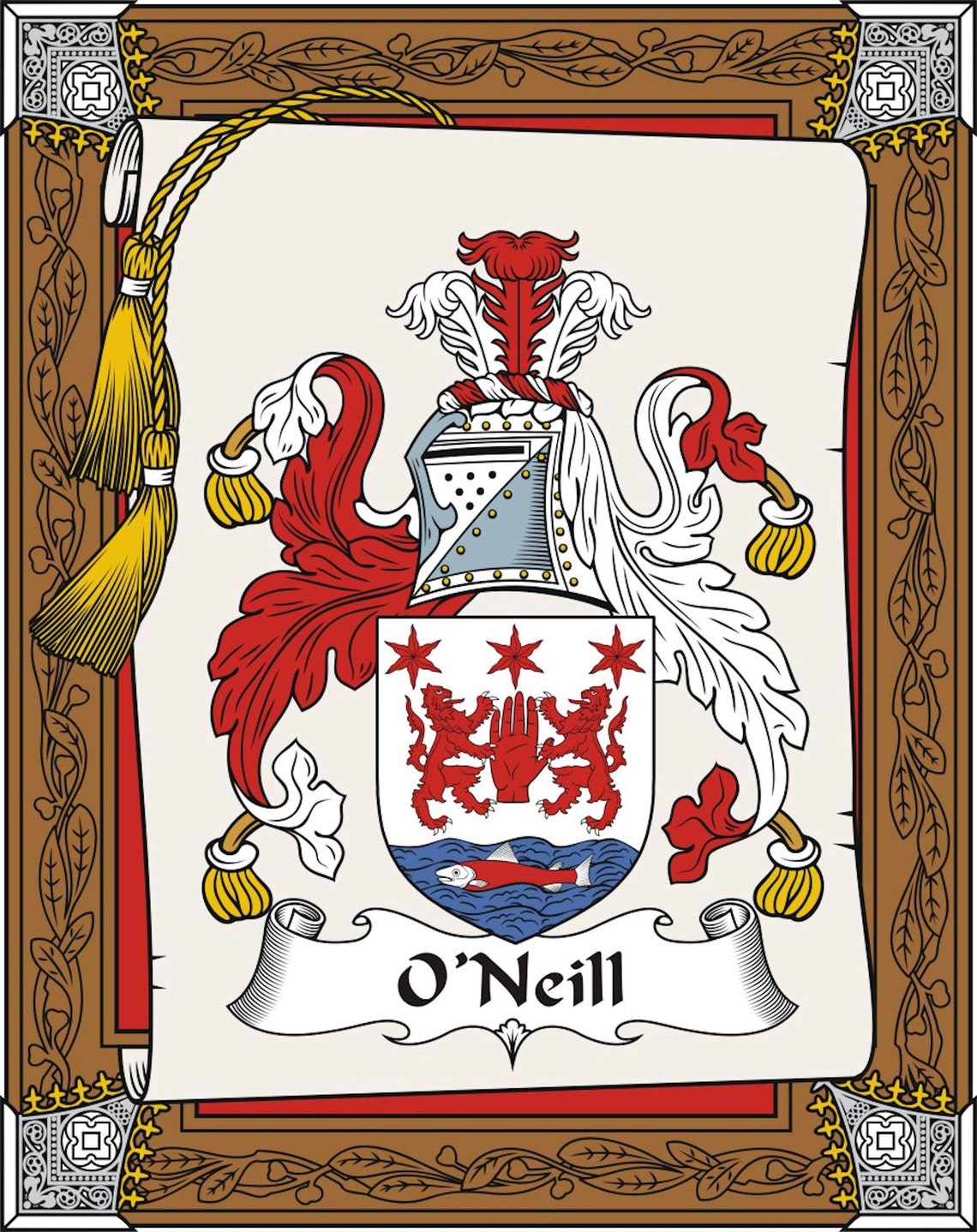 O' Neill Irish Coat Of Arms Print Etsy