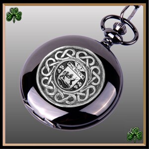 McNulty Irish Coat of Arms Black Pocket Watch