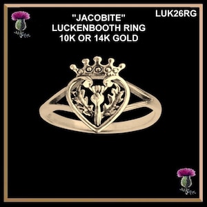 Jacobite Gold Luckenbooth Ring Scottish Wedding Love Token 10K or 14K Solid Gold