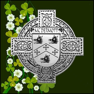 McDermott Irish Coat of Arms Celtic Cross Badge
