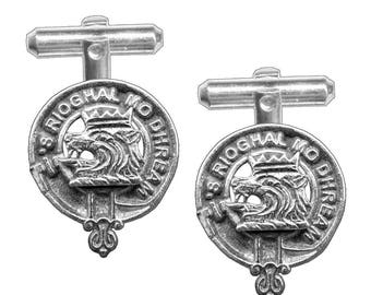 MacGregor Clan Crest Scottish Cufflinks; Pewter, Sterling Silver and Karat Gold