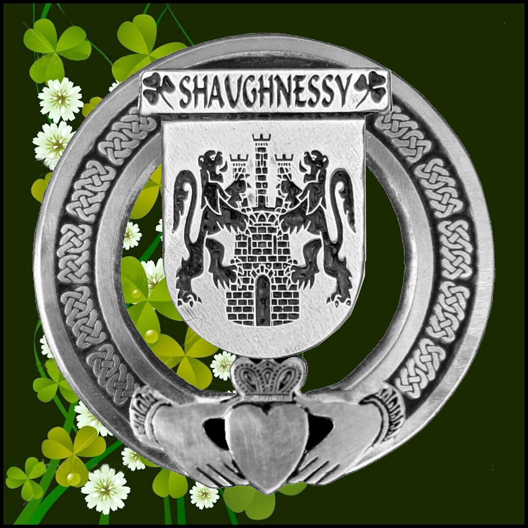Shaughnessy Irish Claddagh Coat of Arms Badge Etsy