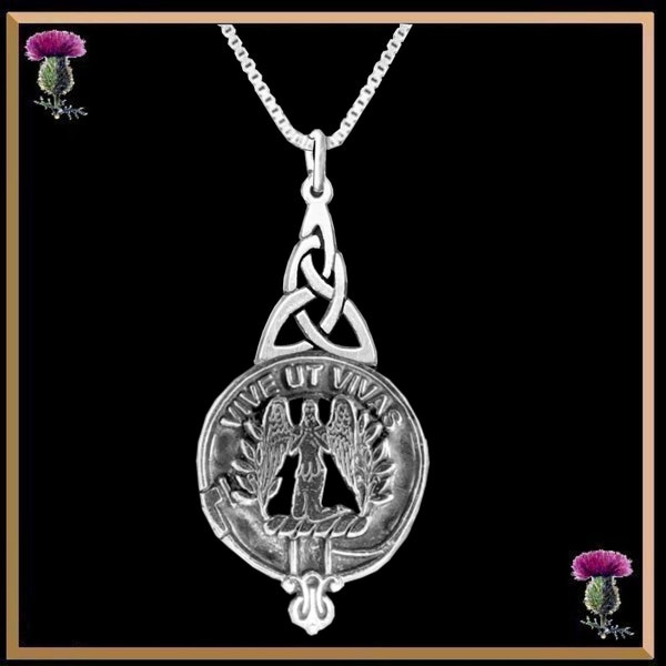 Falconer Clan Crest Interlace Drop Pendant