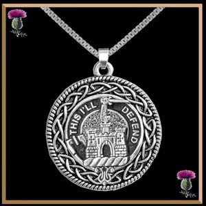 Kincaid Clan Crest Celtic Interlace Disk Pendant, Scottish Family Crest  ~ CLP06