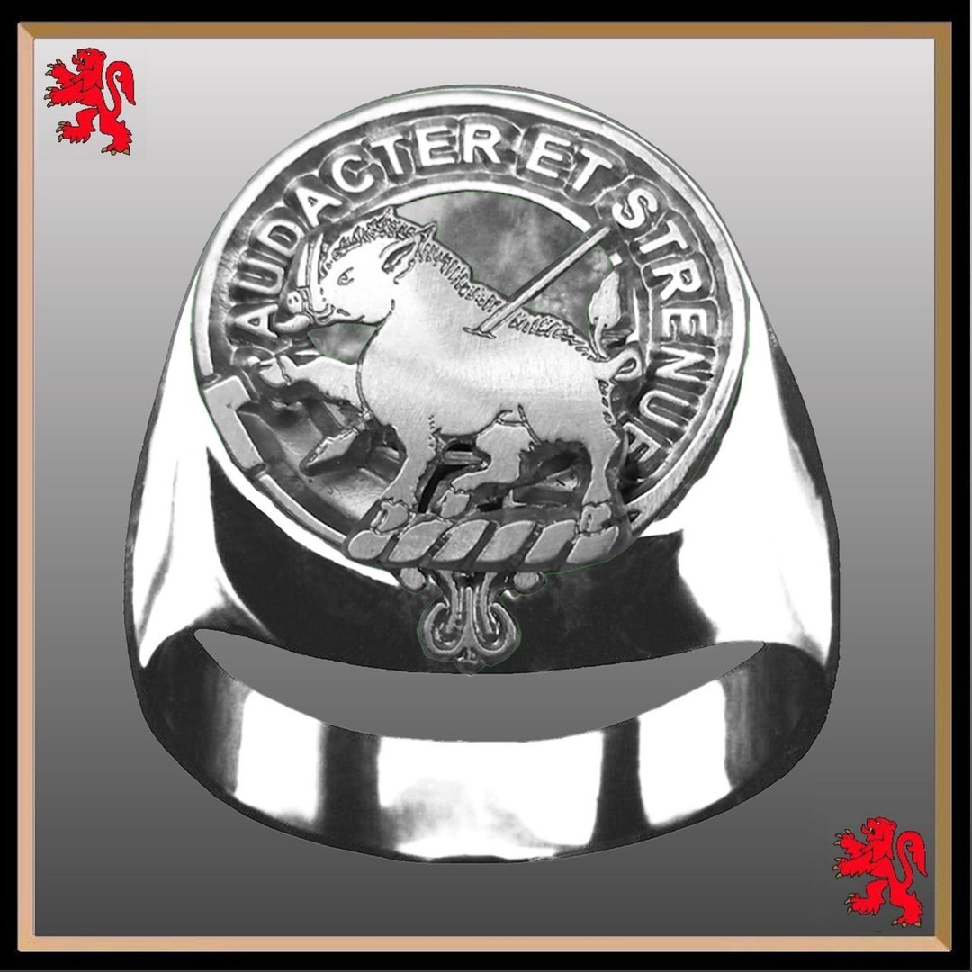 Pollock Scottish Clan Crest Ring GC100 ~ Sterling Silver and Karat Gold ...