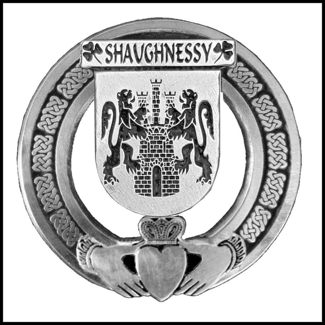 Shaughnessy Irish Claddagh Coat of Arms Badge Etsy