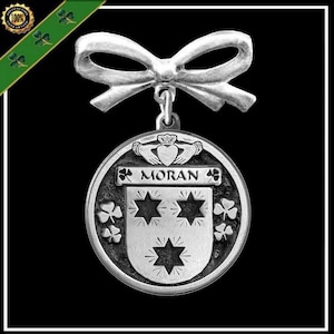 Moran Irish Coat of Arms Disk Bow Brooch