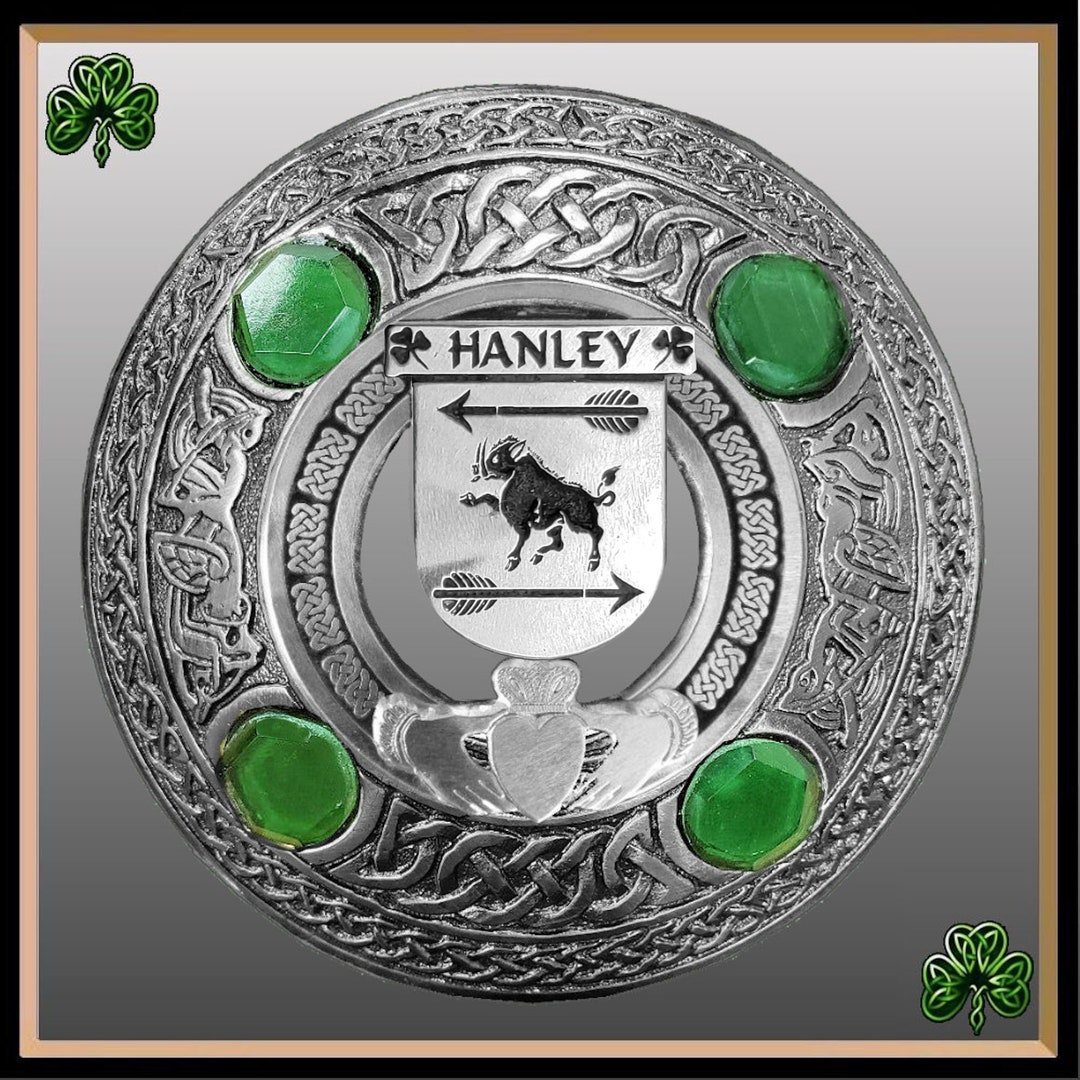Hanley Irish Claddagh Coat of Arms Plaid Brooch Emerald Etsy