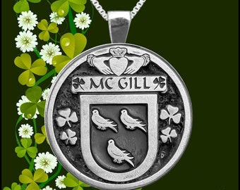 McGill Irish Coat of Arms Disk Pendant, Irish