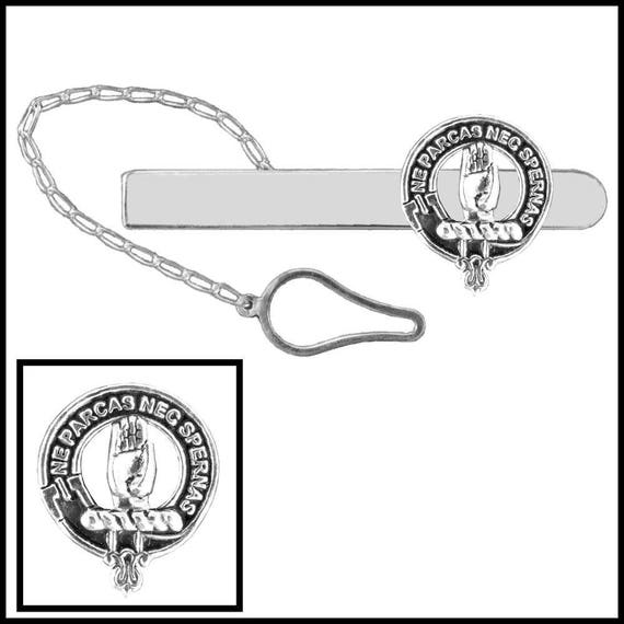 Brodie Clan Crest Scottish Button Loop Tie Bar ~ Sterling silver