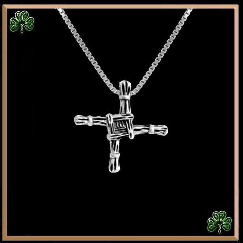 St. Brigid Celtic Cross Pendant, Irish Small, Sterling Silver image 1