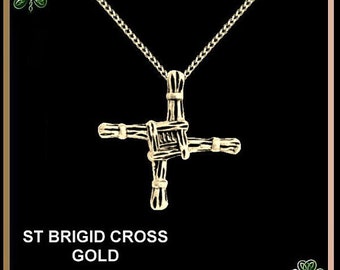 St. Brigid Celtic Cross Pendant, 10K or 14K Yellow Gold