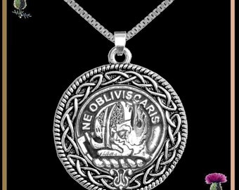 Campbell Argyll Clan Crest Celtic Interlace Disk Pendant, Scottish Family Crest  ~ CLP06