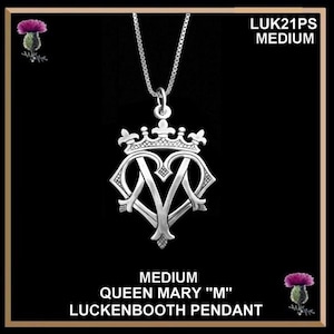 Queen Mary "M" Medium Luckenbooth Pendant - Pewter