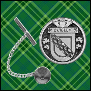 Quigley Irish Coat of Arms Disk Tie Tack/ Lapel Pin