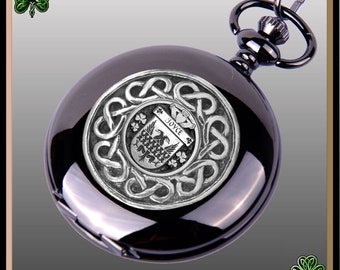 Joyce Irish Coat of Arms Black Pocket Watch