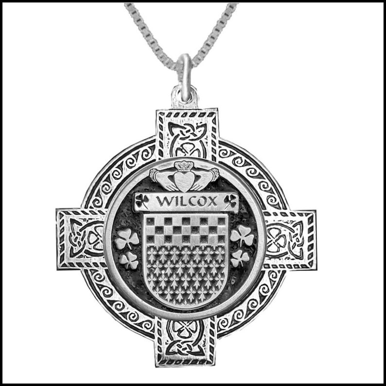 Wilcox Irish Coat of Arms Celtic Cross Pendant IP04 Etsy
