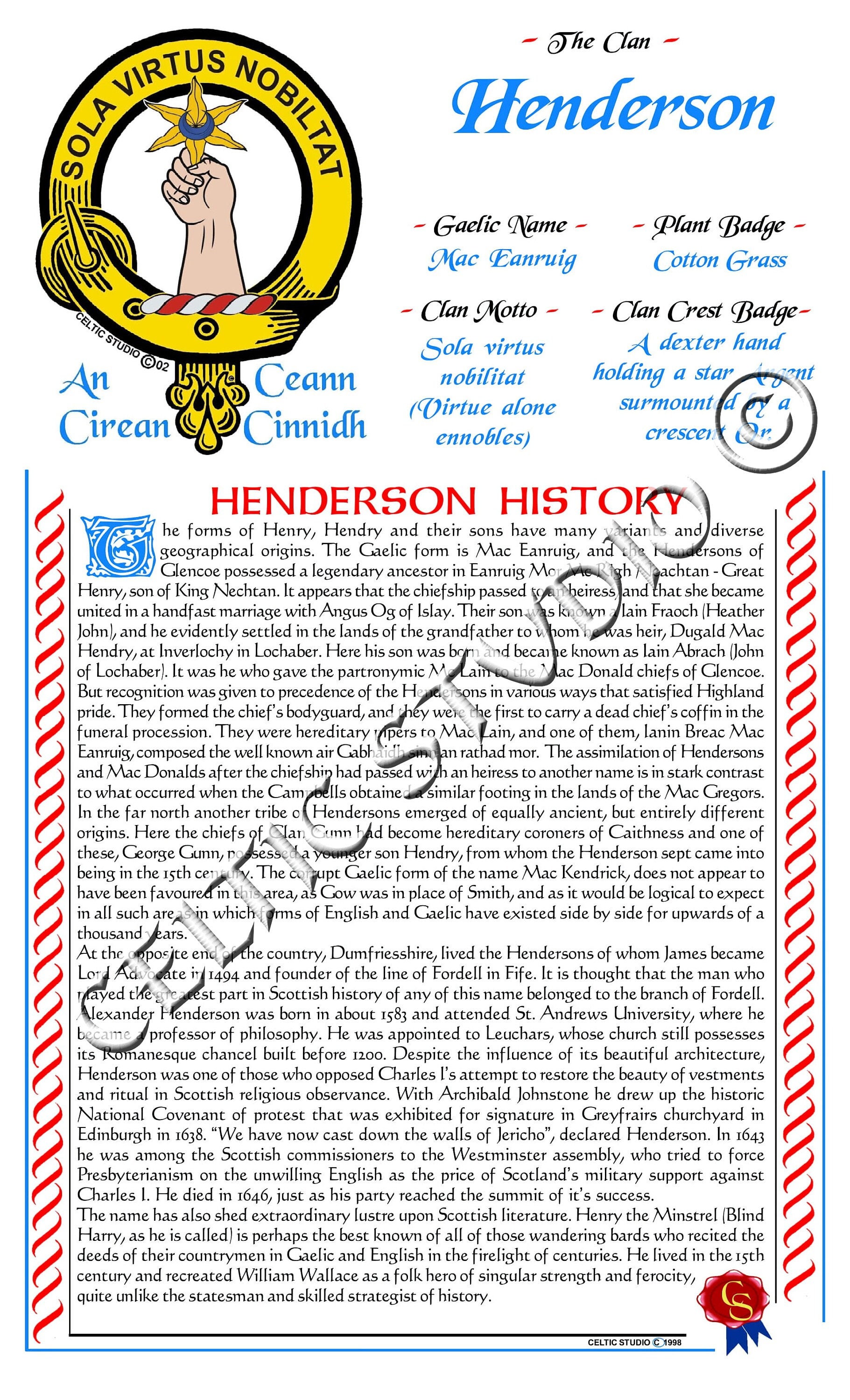 Henderson Scottish Clan History