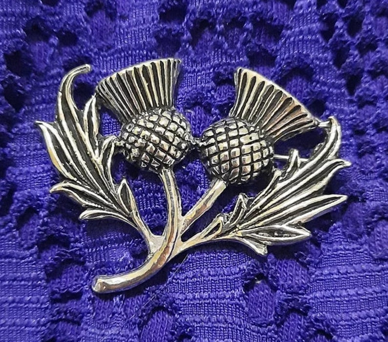 Scottish Large Double Headed Thistle Brooch image 1