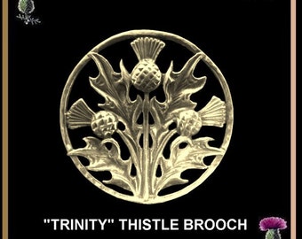 Trinity Thistle Brooch 14K Gold Scottish Emblem TD28B