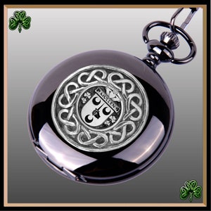 Mullen Irish Coat of Arms Black Pocket Watch