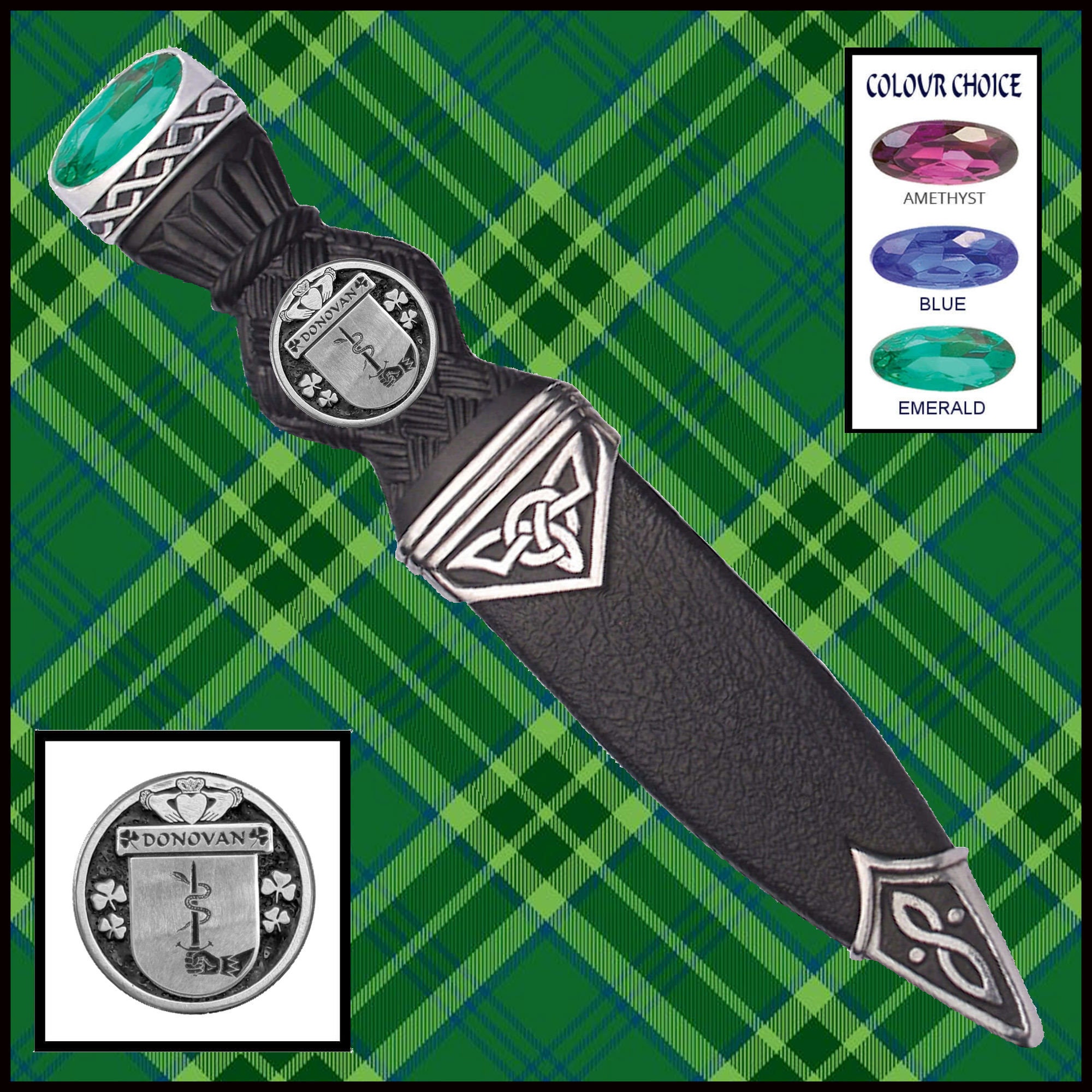 Donovan Interlace Irish Disk Coat of Arms Sgian Dubh, Irish Knife ~ ISDCO