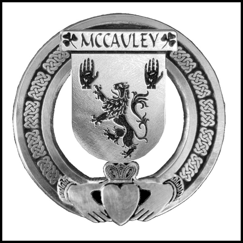 Mccauley Irish Claddagh Coat Of Arms Badge Etsy