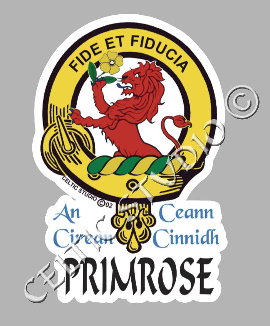 Primrose Clan Crest Decal Custom Scottish Heritage Car & Laptop
