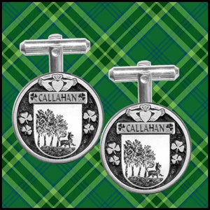 Callahan Irish Coat of Arms Disk Cufflinks
