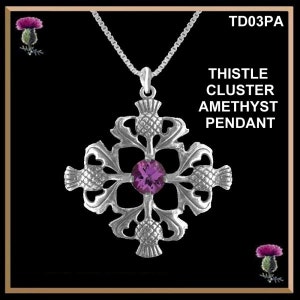 Thistle Cluster Dark Amethyst Pendant Scottish Emblem TD03PA