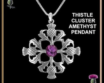 Thistle Cluster Dark Amethyst Pendant Scottish Emblem TD03PA