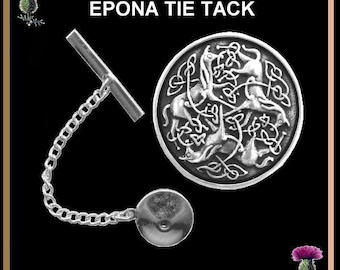 Epona Tie Tack Celtic Horses Lapel Pin - Sterling Silver