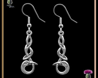 Kells Bird Hook Earrings, Celtic Knot Earrings