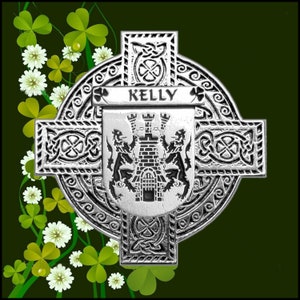 Kelly Irish Coat of Arms Celtic Cross Badge