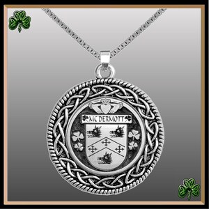 McDermott Irish Coat of Arms Celtic Interlace Disk Pendant ~ IP06