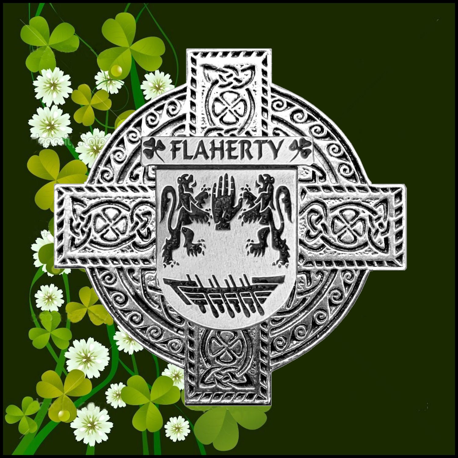 Insignia Flaherty Irish Coat of Arms Celtic Cross | Etsy
