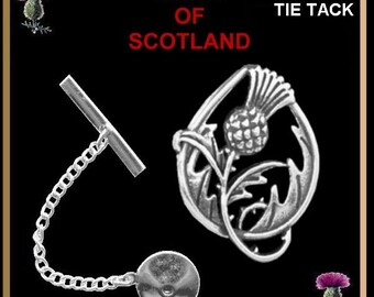 Spirit Of Scotland Thistle Tie Tack - Sterling Silver, Gold