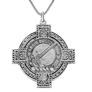 MacMillan Clan Crest Celtic Cross Pendant Scottish ~ CLP04