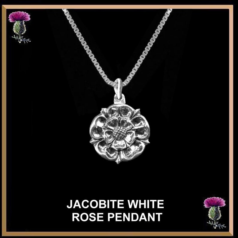 Jacobite White Rose Pendant, Scottish image 1