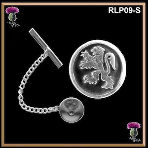 Rampant Lion Disk Tie Tack - Sterling Silver