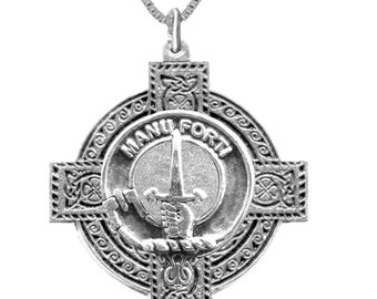Colgante de cruz celta con escudo del clan MacKay, escocés ~ CLP04