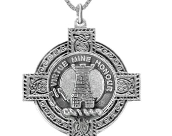 MacLean Clan Crest Celtic Cross Pendant Scottish ~ CLP04