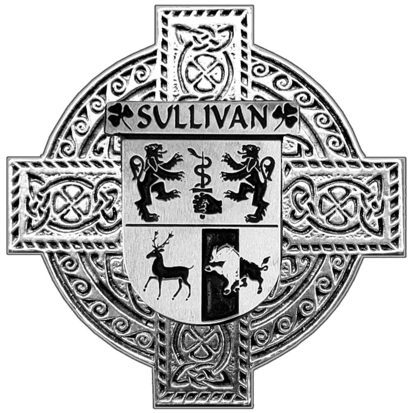 Sullivan Irish Coat of Arms Celtic Cross Badge - Etsy