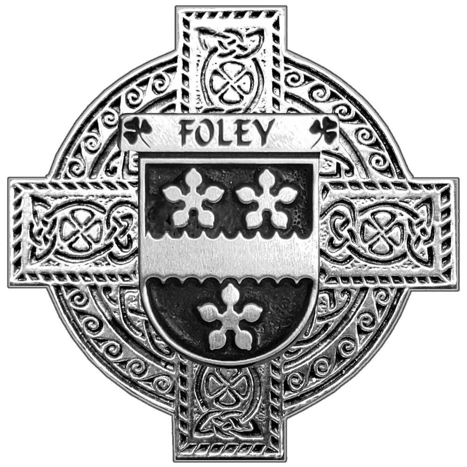 Foley Irish Coat of Arms Celtic Cross Badge - Etsy UK