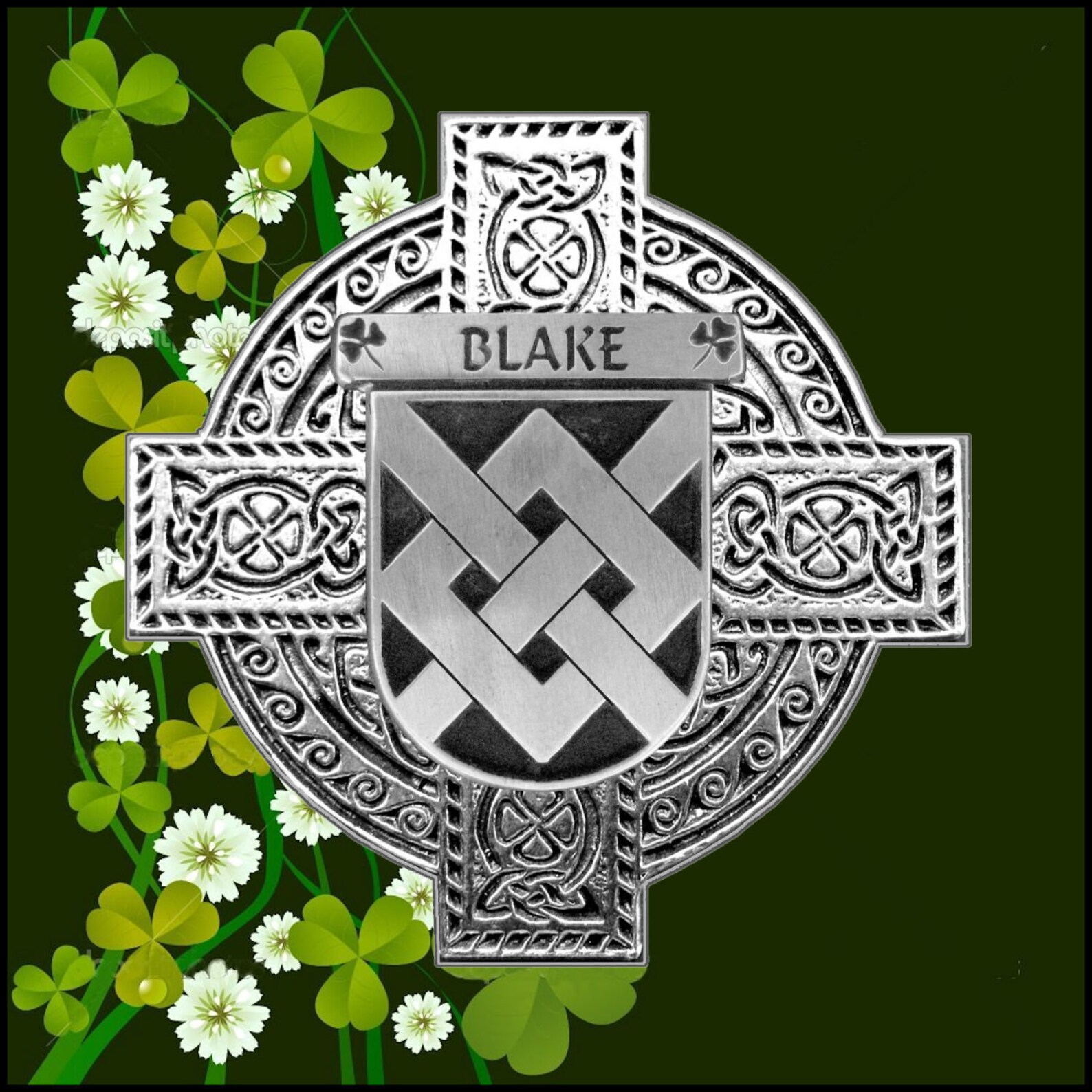 Irish Family Coat Of Arms Celtic Cross Badge All Irish Names Etsy