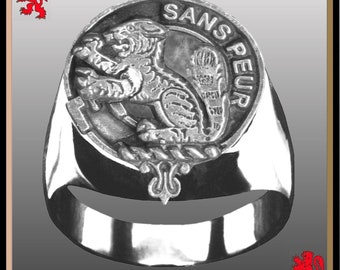Sutherland Scottish Clan Crest Ring GC100  ~  Sterling Silver and Karat Gold